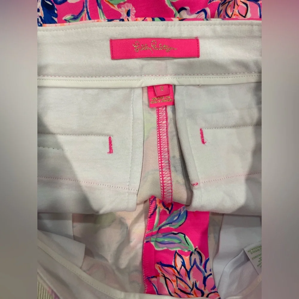 Lilly Pulitzer "Last Bud Not Least" Buttercup Knit Scallop 5” Shorts Size 2 - Picture 5 of 6